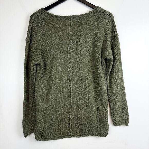 Aerie Loose Knit Rolled Hem Sweater Scoop Neck Green - XS - Picture 5 of 8